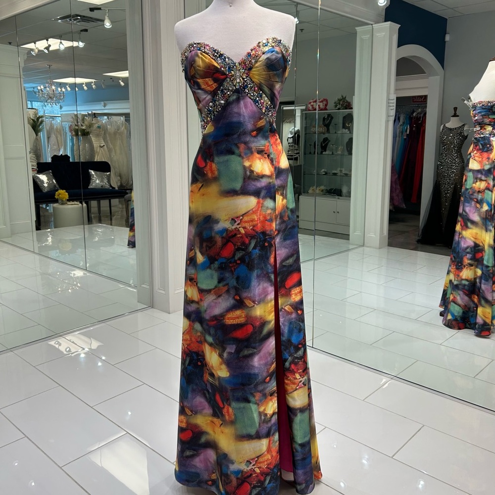 Strapless Multicolor Beaded Sweetheart Evening Dress